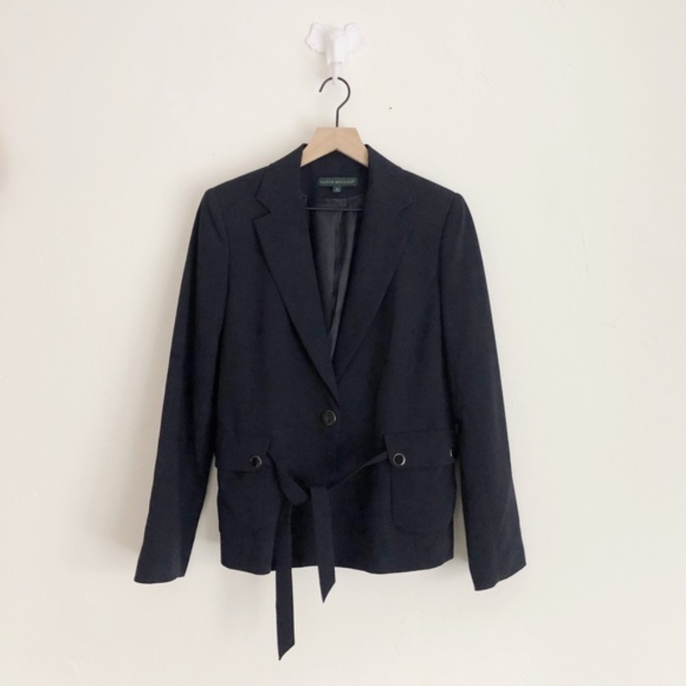 Women's Black Belted Blazer Jacket